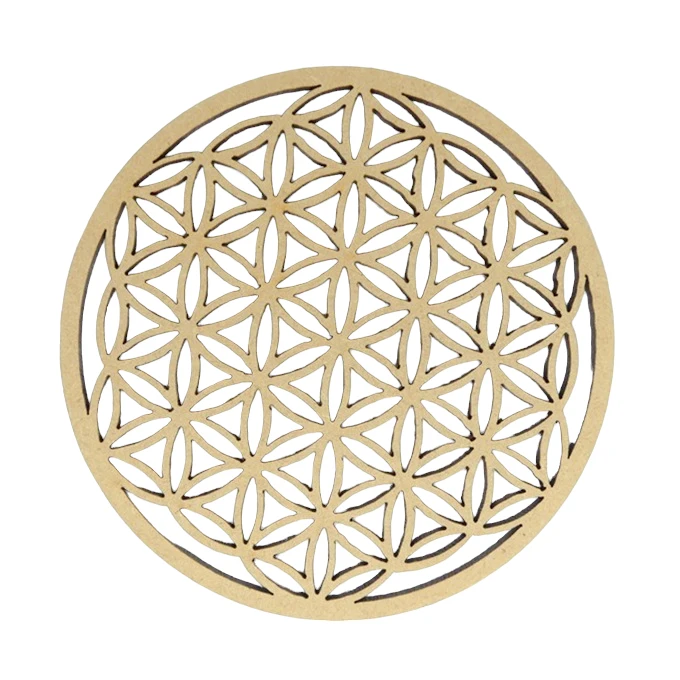 Plaque de rechargement Fleur de Vie en bois 10 cm pour géométrie sacrée