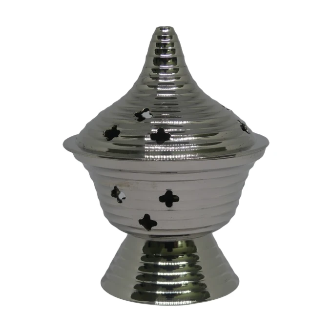 Encensoir argenté fermé avec motif étoiles pour rituels