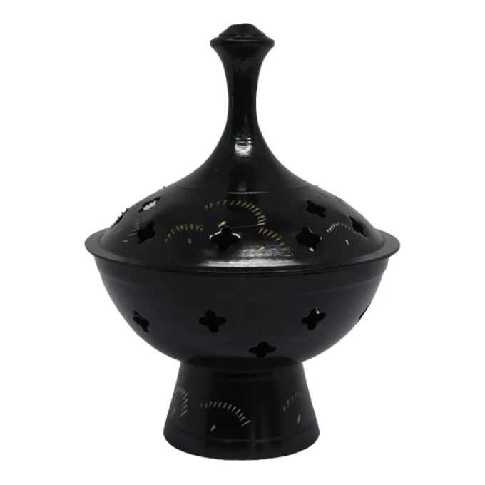 Encensoir noir avec motif étoiles pour rituels