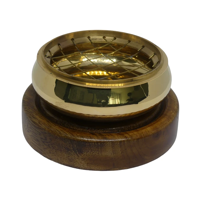 Encensoir bronze avec base en bois pour cérémonies