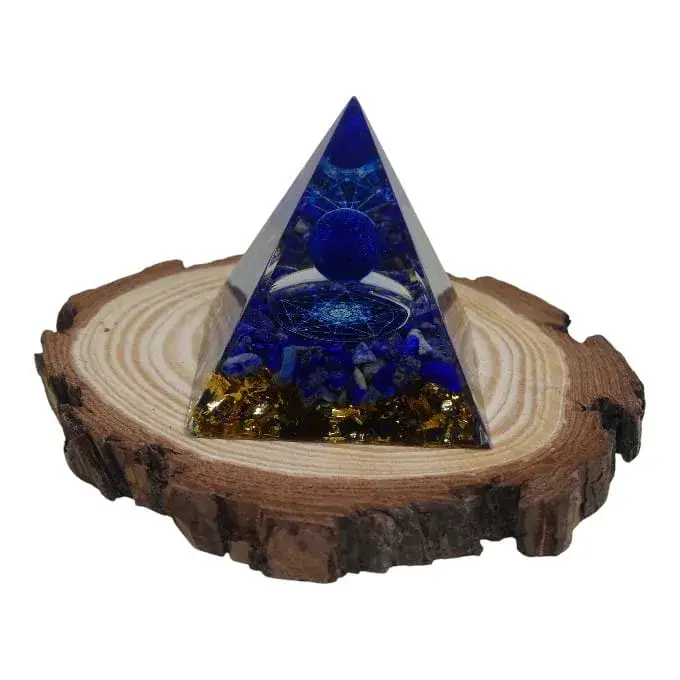 Pyramide Orgonite Obsidienne et lapis-lazuli