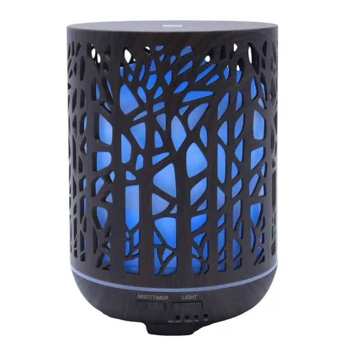 Diffuseur d'huiles essentielles cylindre noir forêt - Brumisateur design pour intérieur