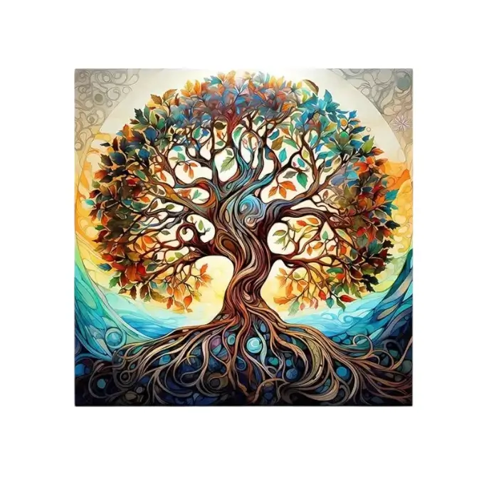 Nappe d'autel Arbre de Vie multicolore aux grandes racines